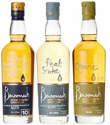Benromach Trio Whisky Geschenk in Geschenkpackung 10 Years, Organic, Peat Smoke (3 x 0.2 l) - 2