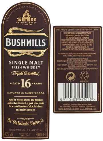Bushmills 16 Jahre Single Malt Irish Whiskey (1 x 0.7 l) - 2