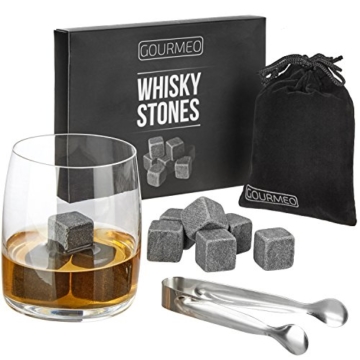 GOURMEO Whisky Steine aus natürlichen Speckstein I wiederverwendbare Eiswürfel, Whiskysteine, Whisky Stones, Kühlsteine, (9 Stück) - 1
