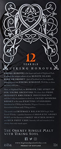 Highland Park 12 Jahre Viking Honour Single Malt Scotch Whisky (1 x 0.7 l) – vollmundiger, rauchiger Geschmack, der Whisky mit der Wikinger-Seele - 7