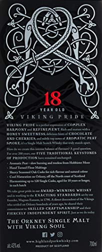 Highland Park 18 Jahre Viking Pride Single Malt Scotch Whisky (1 x 0.7 l) – intensiver Whisky, Lagerung in Ex-Sherry-Fässern, der Stolz der Wikinger - 2
