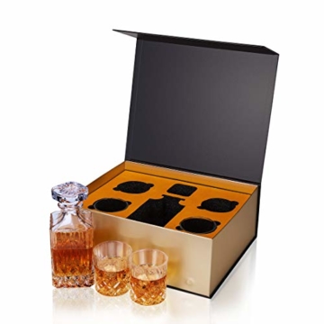 KANARS 5-teiliges Whiskey Karaffe Set, 750ml Whisky Dekanter mit 4x 300ml Gläser, Bleifrei Kristallgläser, Schöne Geschenk Box, Hochwertig - 2