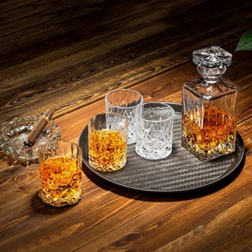 KANARS 5-teiliges Whiskey Karaffe Set, 750ml Whisky Dekanter mit 4x 300ml Gläser, Bleifrei Kristallgläser, Schöne Geschenk Box, Hochwertig - 5