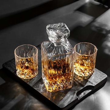 KANARS 5-teiliges Whiskey Karaffe Set, 750ml Whisky Dekanter mit 4x 300ml Gläser, Bleifrei Kristallgläser, Schöne Geschenk Box, Hochwertig - 6