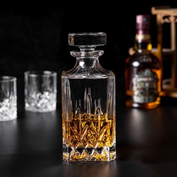 KANARS 5-teiliges Whiskey Karaffe Set, 750ml Whisky Dekanter mit 4x 300ml Gläser, Bleifrei Kristallgläser, Schöne Geschenk Box, Hochwertig - 8
