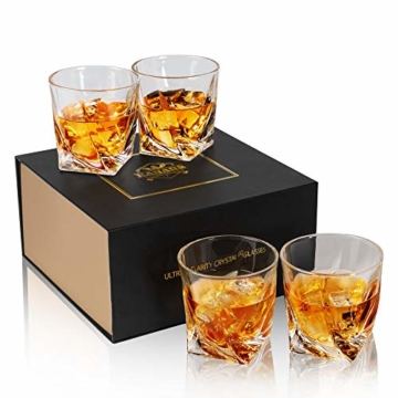 KANARS Whiskey Gläser Set, Bleifrei Kristallgläser, Whisky Glas, Schöne Geschenk Box, 4-teiliges, 300ml, Hochwertig - 1