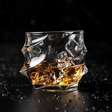 KANARS Whisky Karaffe und Gläser Set, Whiskey Dekanter 750ml mit 4×320ml Gläsern, Kristallglas Whiskybecher, Hochwertige Qualität, Luxuriös Geschenk, 5-teiliges - 4