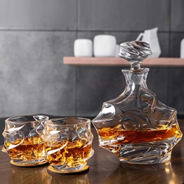 KANARS Whisky Karaffe und Gläser Set, Whiskey Dekanter 750ml mit 4×320ml Gläsern, Kristallglas Whiskybecher, Hochwertige Qualität, Luxuriös Geschenk, 5-teiliges - 7