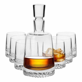 Krosno Whisky Set | 1 x 950 ml Karaffe & 6 x 300 ml Glas | Fjord Kollektion | Perfekt für Zuhause, Restaurants und Partys Whiskykenner - 1