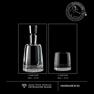 Krosno Whisky Set | 1 x 950 ml Karaffe & 6 x 300 ml Glas | Fjord Kollektion | Perfekt für Zuhause, Restaurants und Partys Whiskykenner - 4