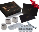 Le Flair Premium Edelstahl Eiswürfel Set -mit unglaublicher Kühlleistung– XXL Set mit 8 Whisky Steine aus Metall, Magnetbox, Zange, Einfrierbox und Poliertuch - 1