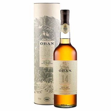 Oban Highland Single Malt Scotch Whisky – 14 Jahre gereift – Rauchig-torfig mit süßen und würzigen Noten – 1 x 0,7l - 1