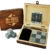 On The Rocks Whiskey Steine Geschenk-Set | 9 Natürliche Specksteine und Basalt Kühlsteine | Stilvolle Handgemachte Holzbox | Zangen und Samtbeutel | Wiederverwendbare Eiswürfel Whisky Steine - 1
