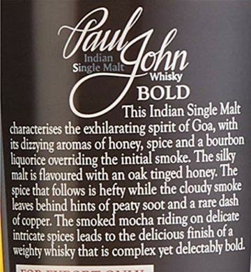 Paul John Bold Indian Single Malt Whisky in Geschenkverpackung (1 x 0.7 l) - 4