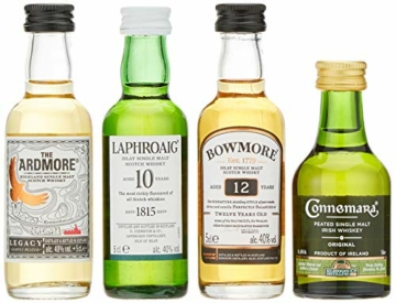 Peated Malts Whisky Geschenkset Mit Bowmore, Laphroaig, Connemara, the Ardmore, 4 x 0,05l, (4er Pack) - 4