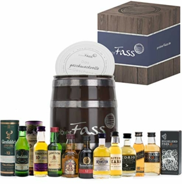 probierFass Whisky Tasting Probierset, Geschenk für Männer, Whisky Geschenk Set für Bruder, Vater oder Opa; Whisky Miniaturen Set (10 x 5cl) - 1