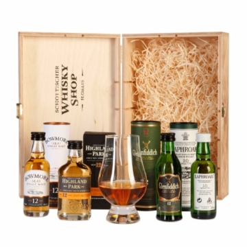 Schottischer Whisky Shop Whisky Genießer Set (4 x 0.05 l) + 1 x Glencairn Whiskyglas - 1