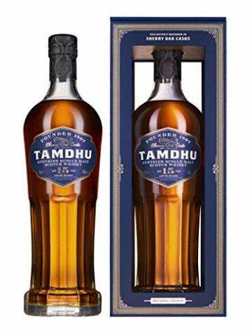 Tamdhu 15 Years Old Speyside Single Malt Scotch Whisky (1 x 700 ml) – Single Malt Whisky mit intensivem Geschmack nach Sommerfrüchten  – Whisky reift 15 Jahre in Oloroso-Sherry-Fässern – 46 % Alk. - 7