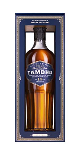 Tamdhu 15 Years Old Speyside Single Malt Scotch Whisky (1 x 700 ml) – Single Malt Whisky mit intensivem Geschmack nach Sommerfrüchten  – Whisky reift 15 Jahre in Oloroso-Sherry-Fässern – 46 % Alk. - 1
