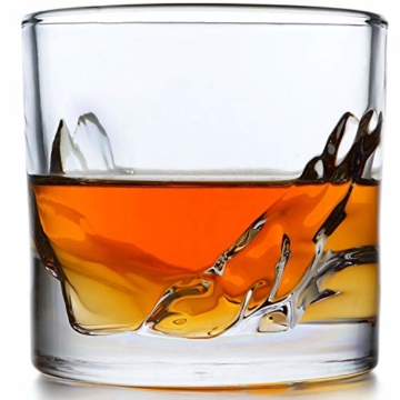Whiskyglas 4er Set - Schwere Whiskygläser Best as Old Fashioned Gläser, Scotch, Bourbon oder Bar Drinks in einem wunderschönen Mountain Design mit dickem und schwerem Gewicht unten Barzubehör. - 1