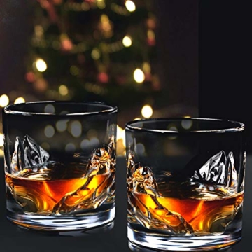 Whiskyglas 4er Set - Schwere Whiskygläser Best as Old Fashioned Gläser, Scotch, Bourbon oder Bar Drinks in einem wunderschönen Mountain Design mit dickem und schwerem Gewicht unten Barzubehör. - 6