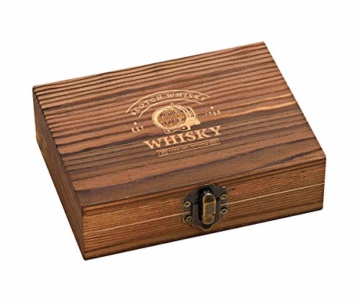 WOMA Whisky Steine Set - 6, 9 & 12 Eiswürfel wiederverwendbar aus Basalt mit Samtbeutel, hochwertiger Holzbox und Edelstahl Zange, Geschmacksneutral, Kein Verwässern für Whiskey, Wodka, Gin & Mehr - 5